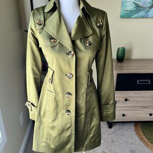 Jessica Simpson Unique 3/4 Length Olive Trench Coat